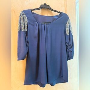 Yigal Azrouel Blue Embellished Relaxed Blouse
